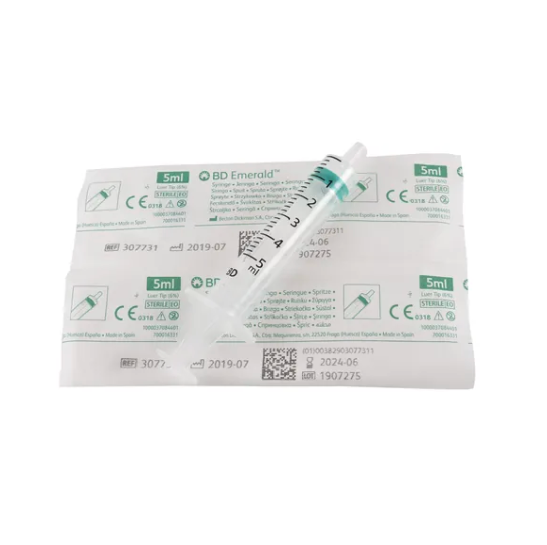 5ml + 21g 1.5" BD Emerald Luer Slip Syringe and Needle
